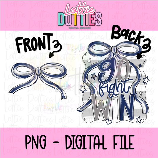 Go Fight Win PNG - Navy & Gray School Spirit - Sublimation - Digital Download