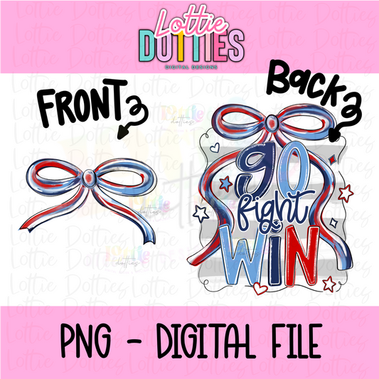 Go Fight Win PNG - Navy & columbia blue & Red School Spirit - Sublimation - Digital Download