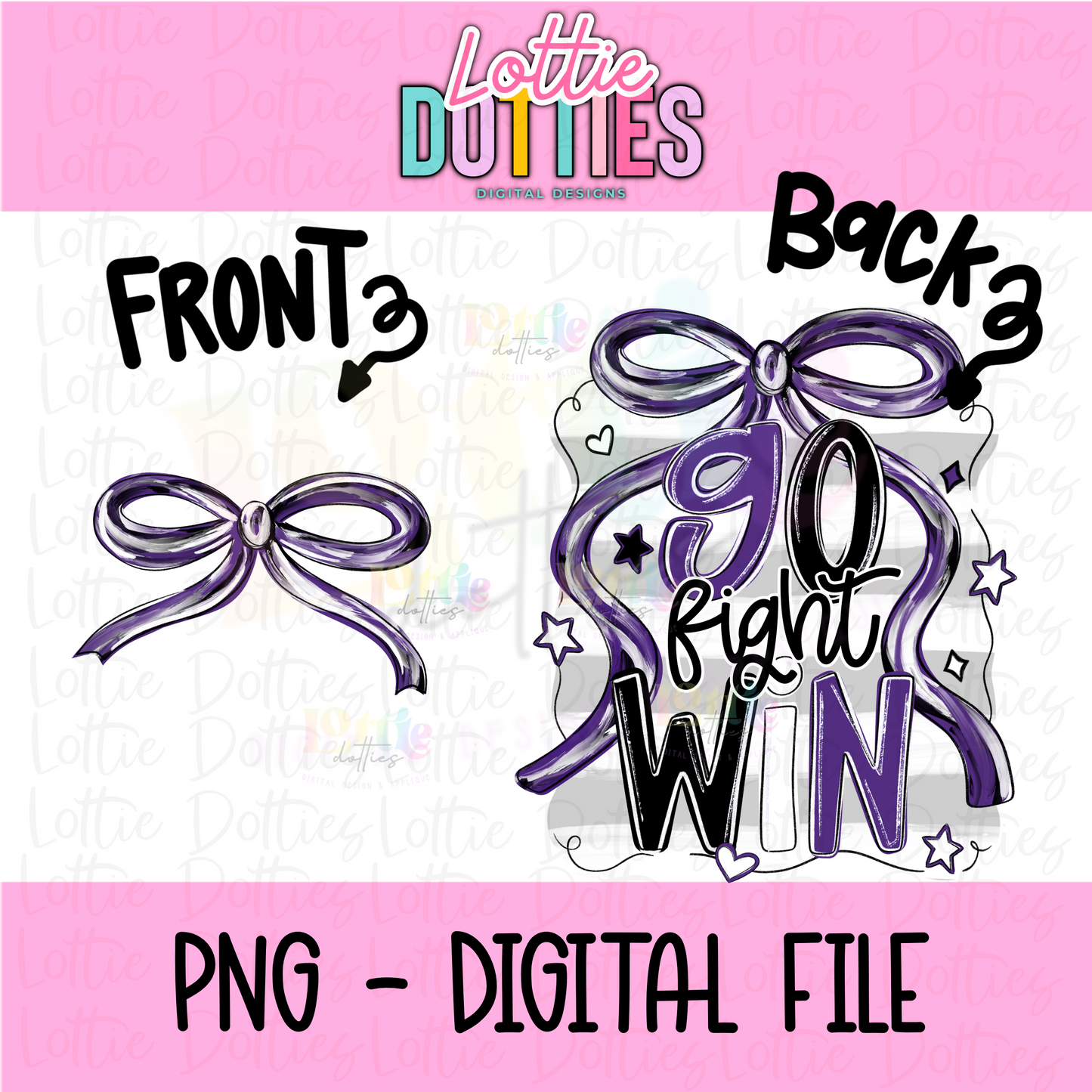 Go Fight Win PNG - Purple & Black School Spirit - Sublimation - Digital Download
