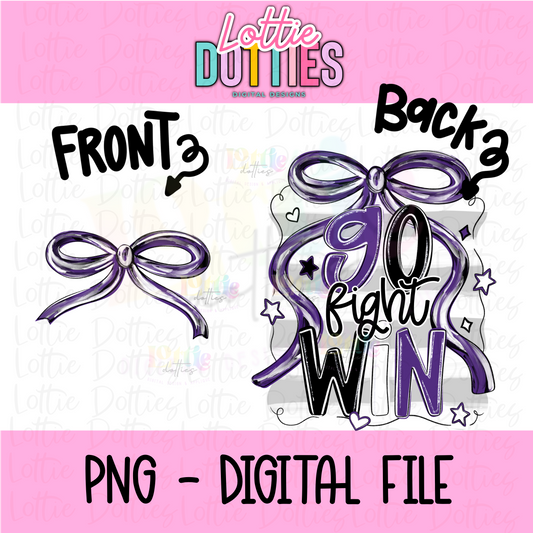 Go Fight Win PNG - Purple & Black School Spirit - Sublimation - Digital Download