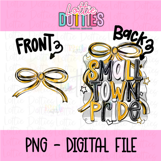 Small town pride PNG - Black & Gold School Spirit - Sublimation - Digital Download