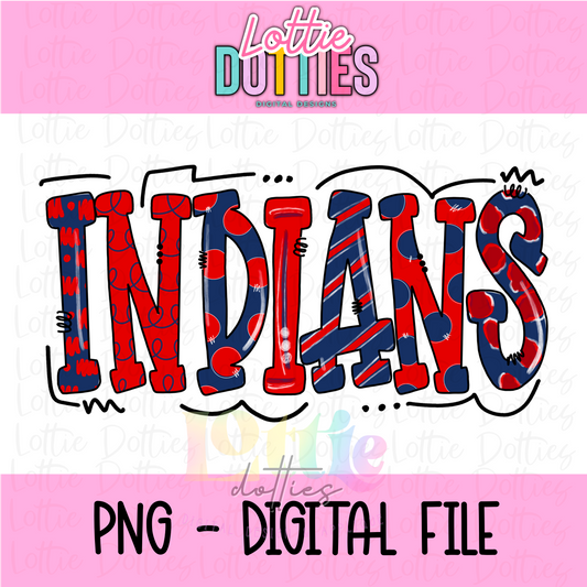 Indians PNG -  Indians sublimation design - Digital Download - Red and Navy