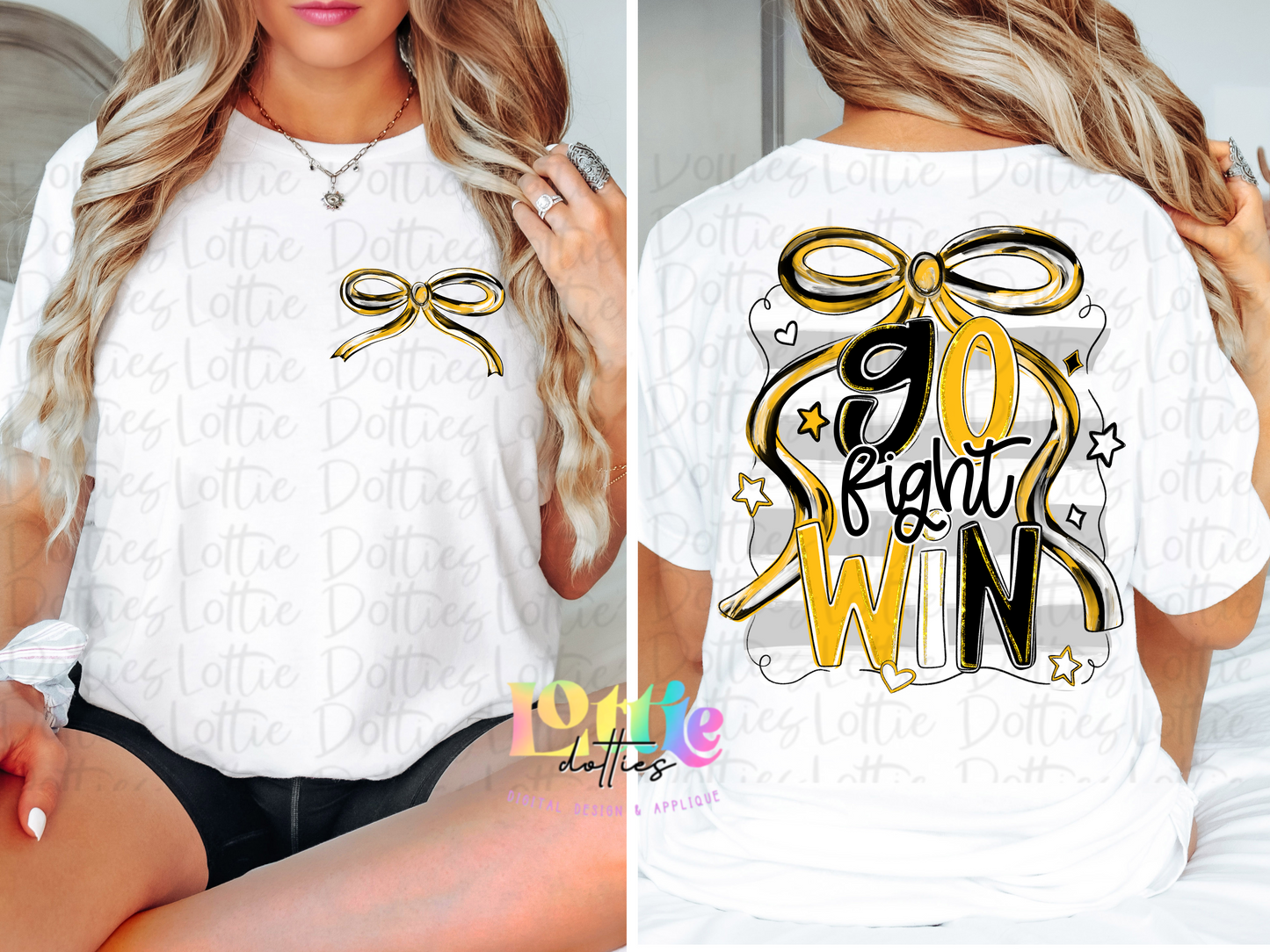 Go Fight Win PNG - Black & Gold School Spirit - Sublimation - Digital Download