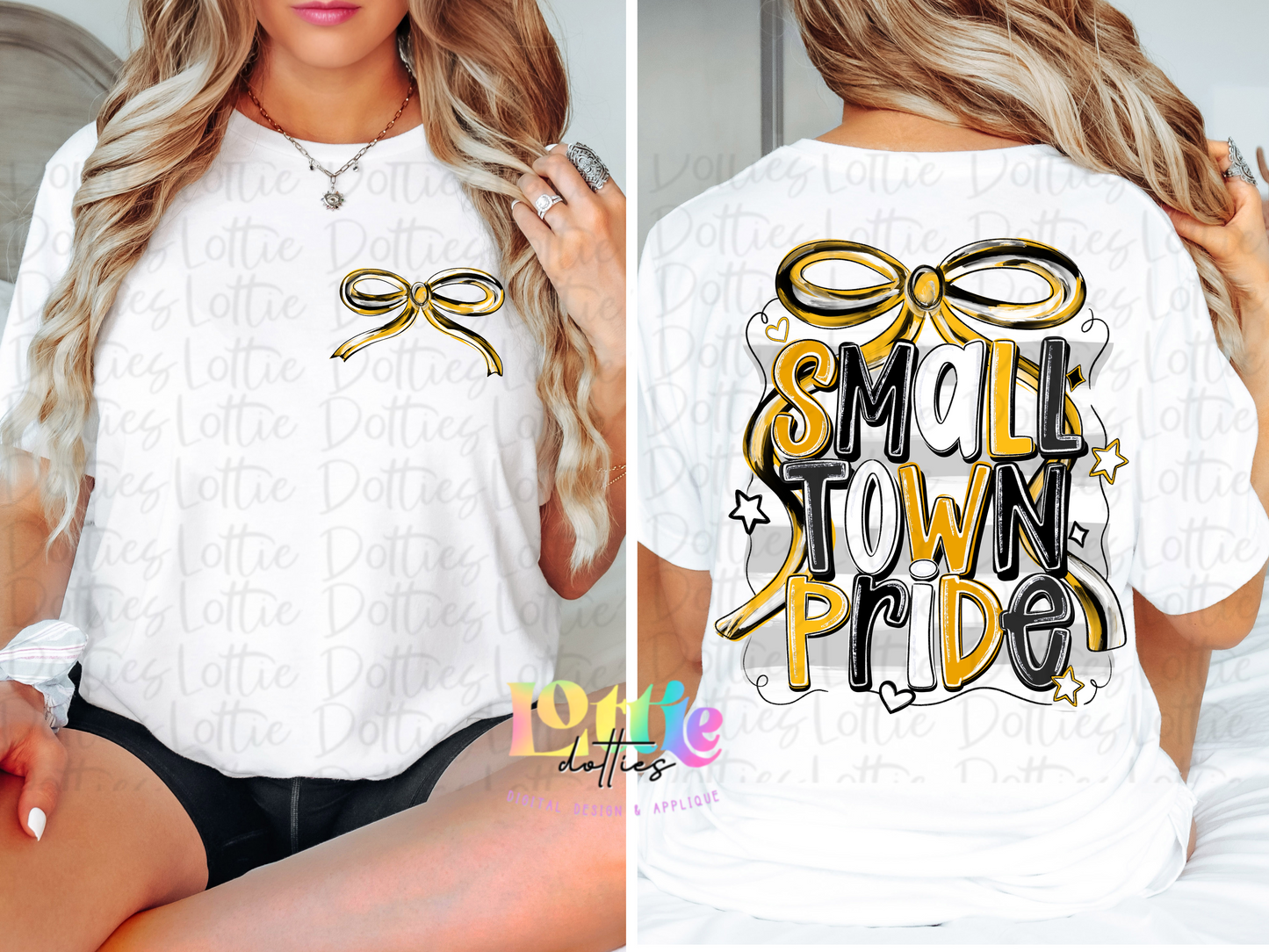 Small town pride PNG - Black & Gold School Spirit - Sublimation - Digital Download