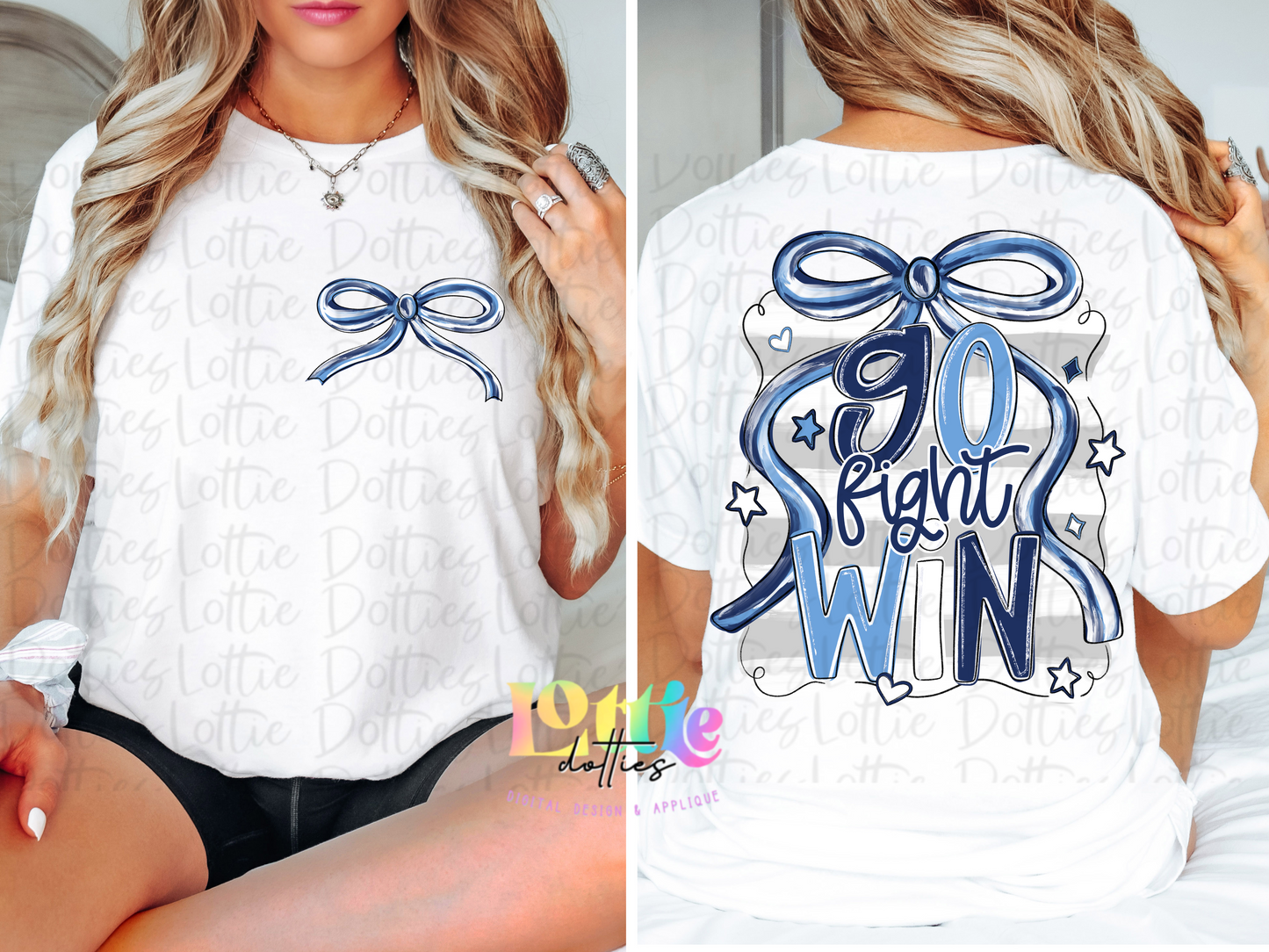 Go Fight Win PNG - Navy & columbia blue School Spirit - Sublimation - Digital Download