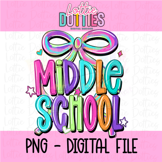 Middle School  PNG - coquette - Digital Download - bow design