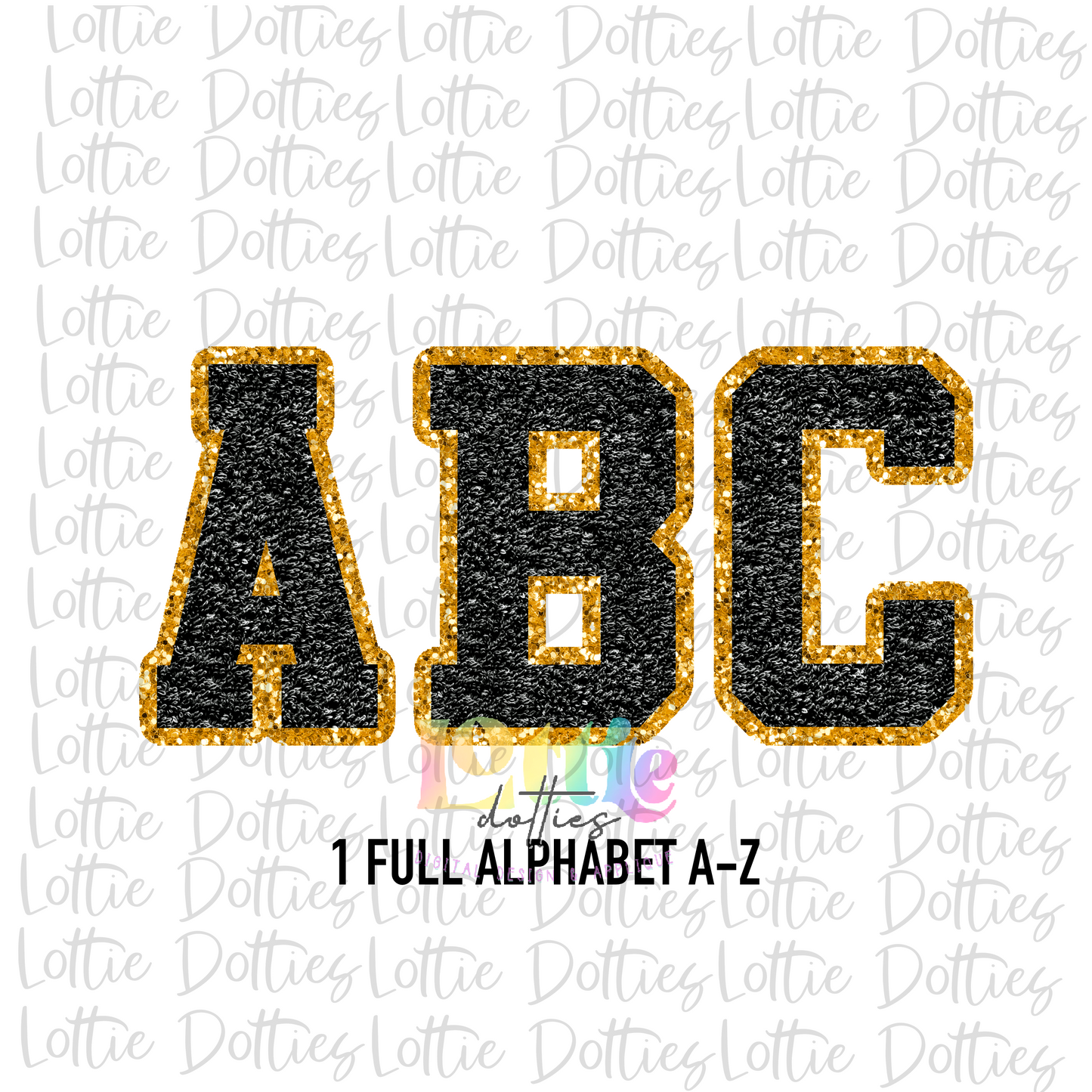 Faux Chenille Black and Gold Alpha - Alpha Pack - Alphabet Clipart - Instant Download