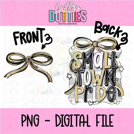 Small town pride PNG - Black & Vegas Gold School Spirit - Sublimation - Digital Download