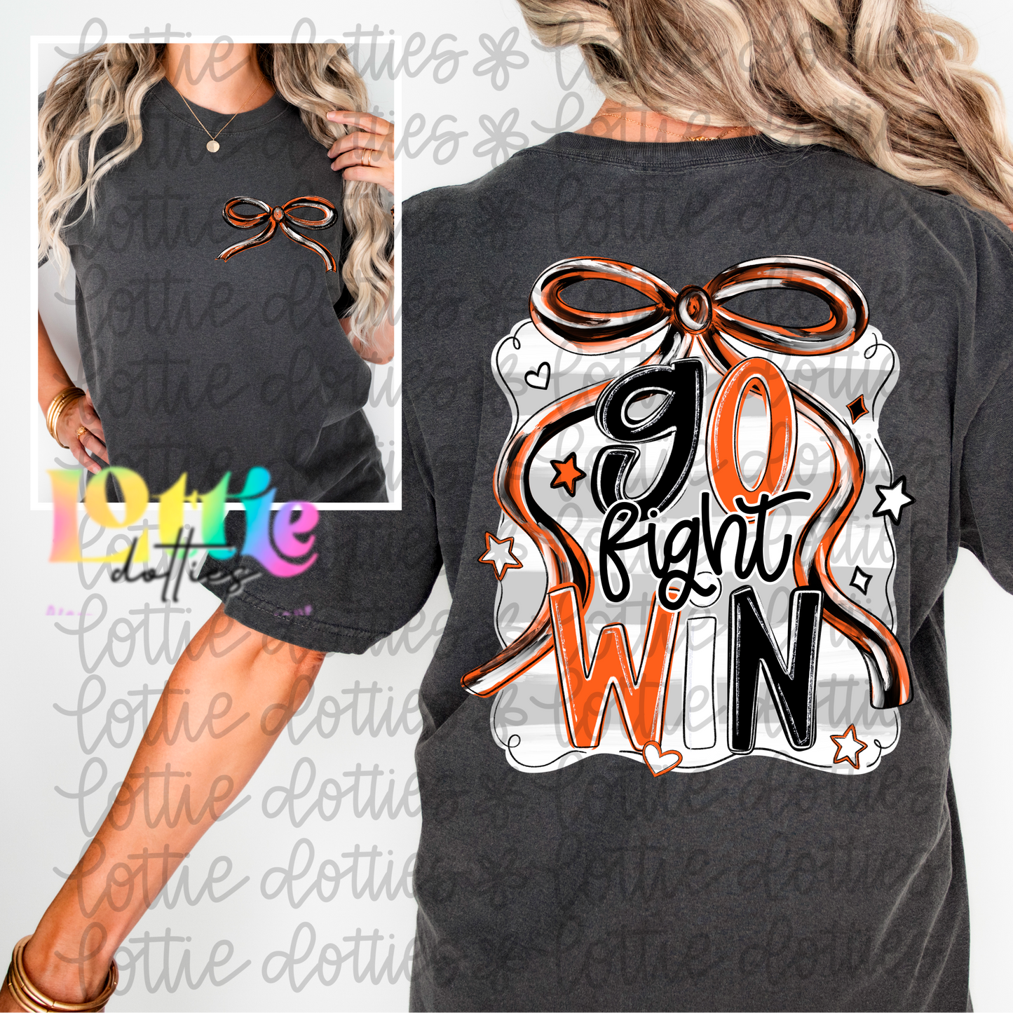 Go Fight Win PNG - Black & orange School Spirit - Sublimation - Digital Download