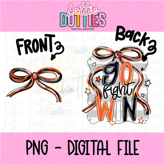 Go Fight Win PNG - Black & orange School Spirit - Sublimation - Digital Download