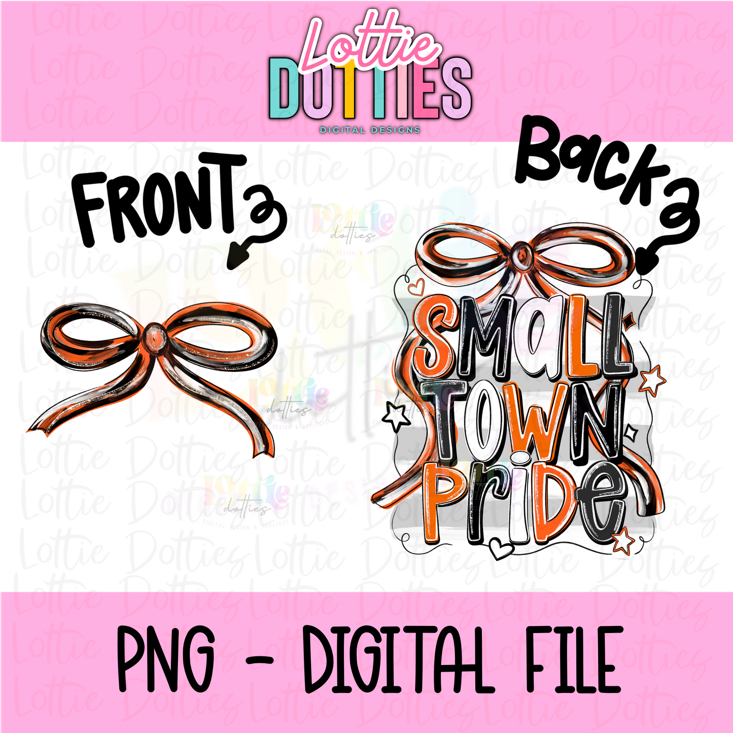 Small town pride PNG - Black & orange School Spirit - Sublimation - Digital Download