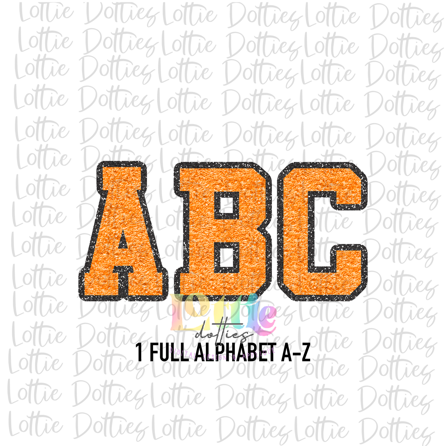 Faux Chenille Orange and Black Alpha - Alpha Pack - Alphabet Clipart - Instant Download