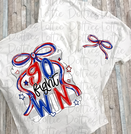 Go fight win PNG - Red & royal- bow design - Digital Download