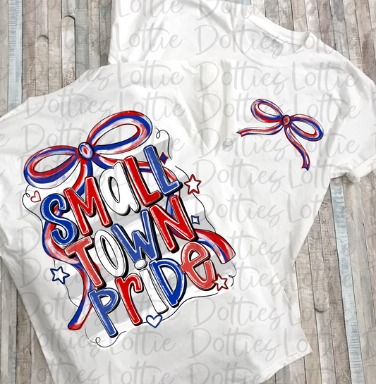 Small Town Pride PNG - Red & royal Small Town - bow design - Digital Download