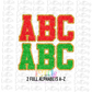 Faux Chenille Red & Green with Gold Alpha - Alpha Pack - Alphabet Clipart - Instant Download