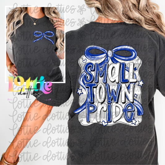 Small Town Pride PNG - Royal blue and white Small Town - bow design Sublimation - Digital Download