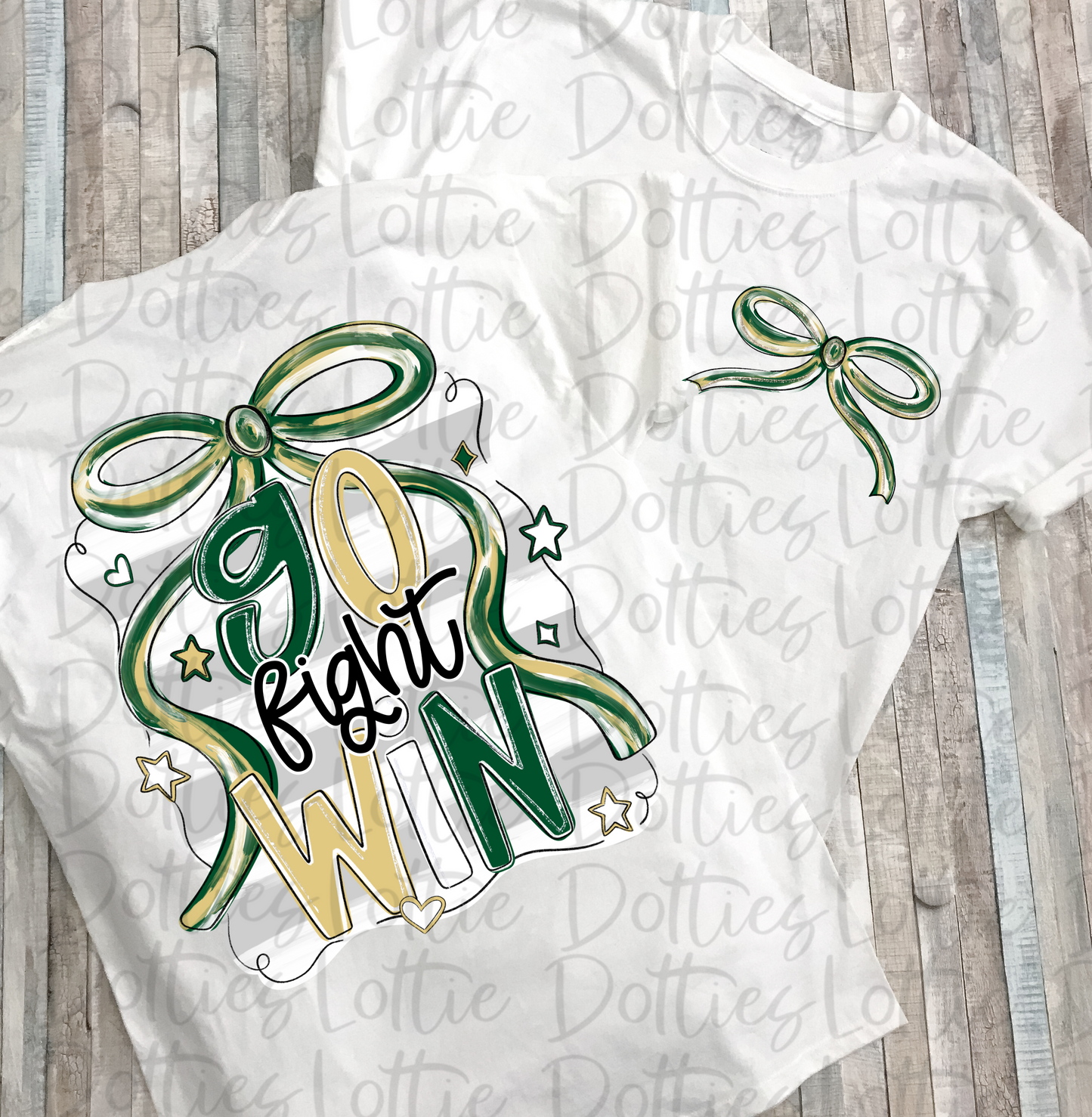 Go fight win PNG - Green & Vegas Gold School Spirit - Sublimation - Digital Download