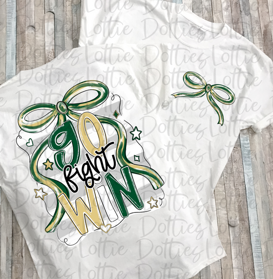 Go fight win PNG - Green & Vegas Gold School Spirit - Sublimation - Digital Download