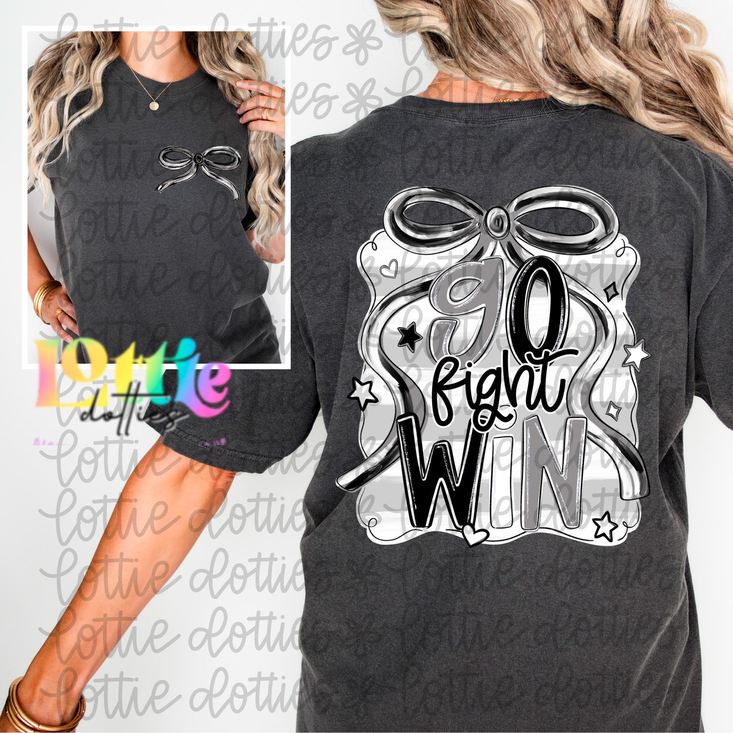 Go Fight Win PNG - Black & Gray School Spirit - Sublimation - Digital Download