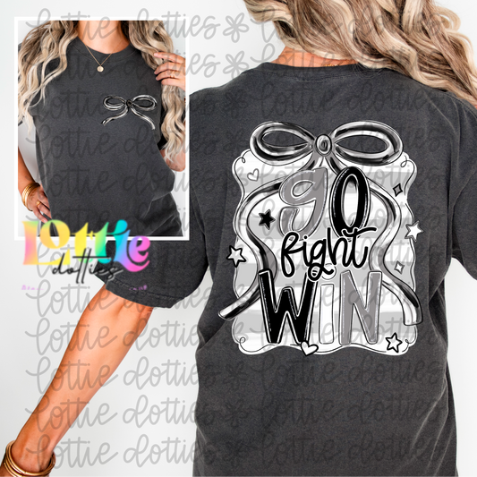Go Fight Win PNG - Black & Gray School Spirit - Sublimation - Digital Download