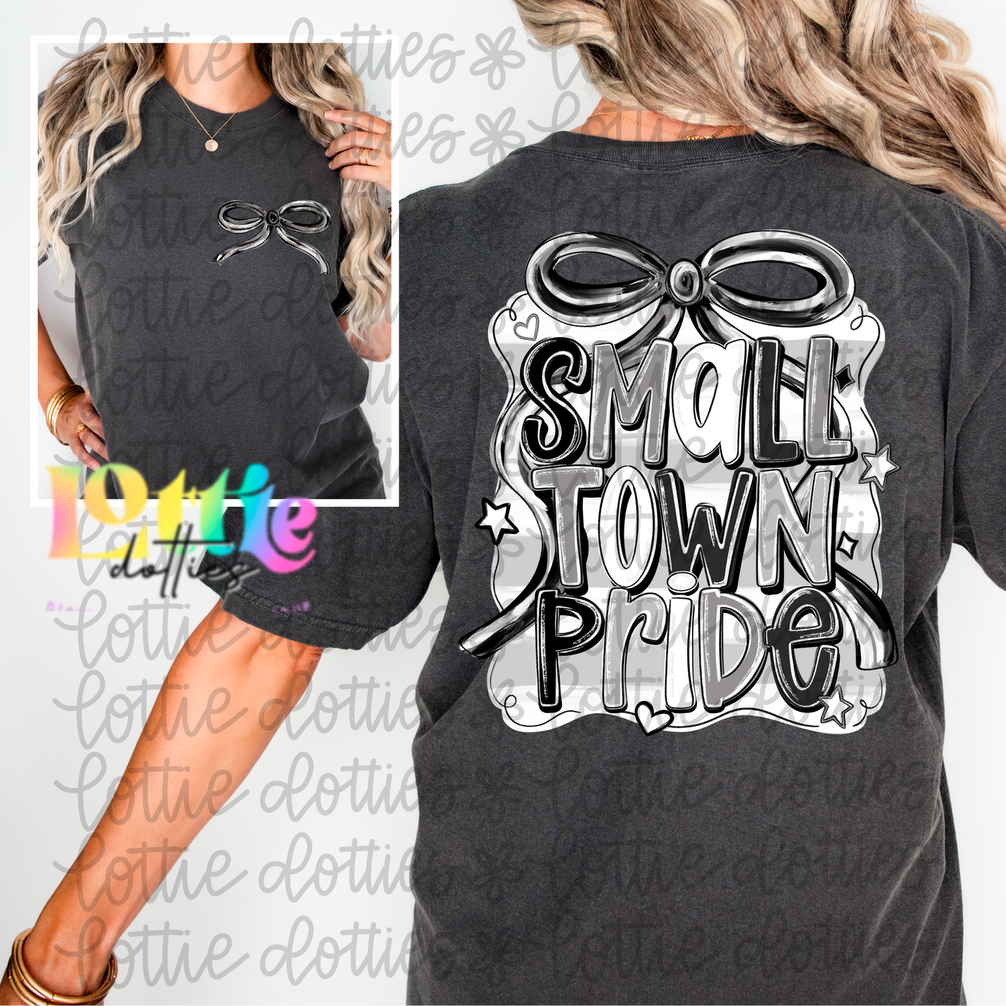 Small town pride PNG - Black & Gray School Spirit - Sublimation - Digital Download