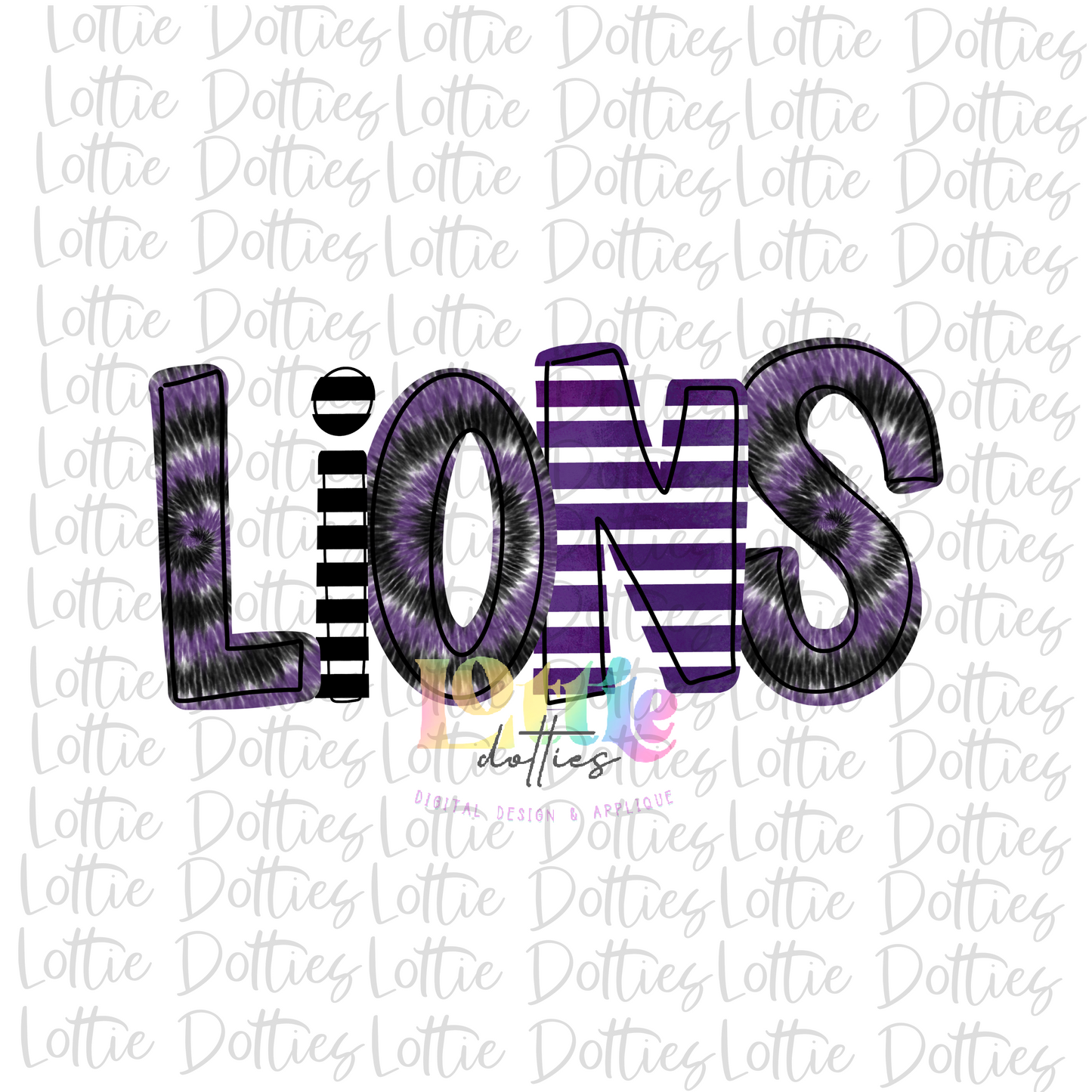 Lions Purple & Black Tie Dye - Instant Download - Digital Download - Sublimation Design