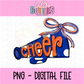 Cheer Megaphone PNG - Orange & Royal Blue - Digital Design