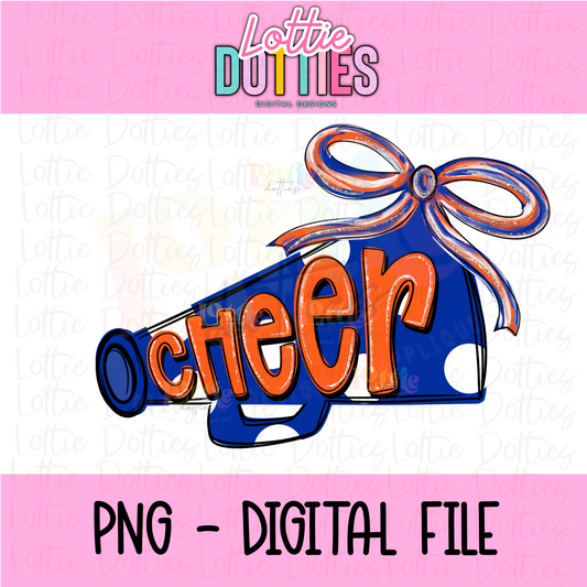 Cheer Megaphone PNG - Orange & Royal Blue - Digital Design