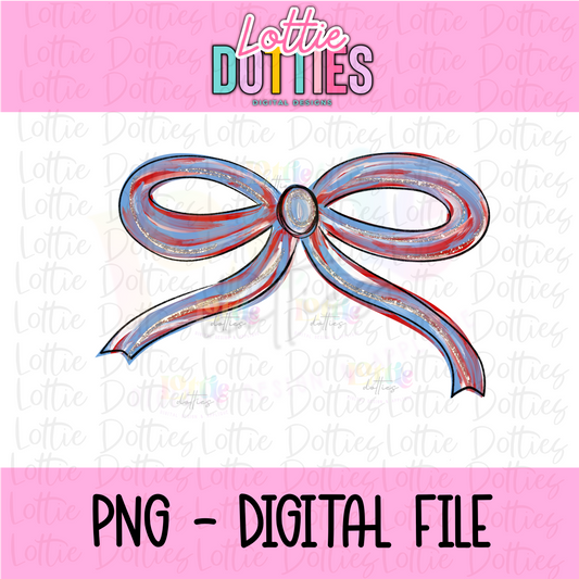 Bow PNG - Red and Columbia Blue Bow design  - Digital Download