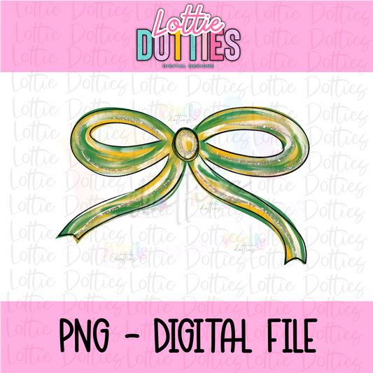 Bow PNG - Green and Gold Bow design  - Digital Download