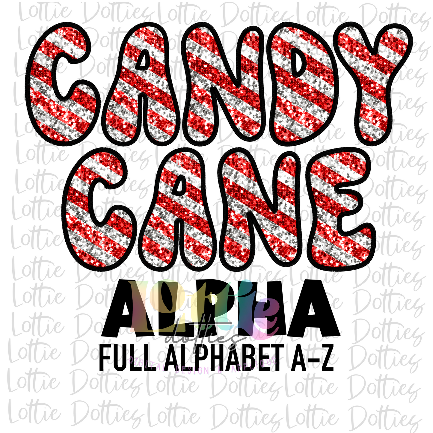 Candy Cane Applique Alphabet - Alpha Pack - Alphabet Clipart - Instant Download