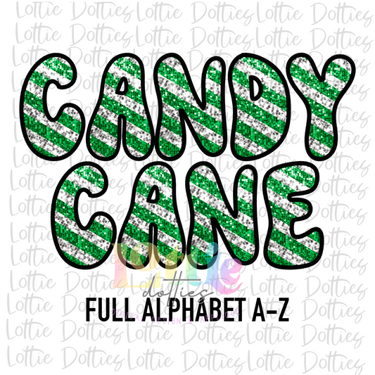 Green Candy Cane Applique Alphabet - Alpha Pack - Alphabet Clipart - Instant Download