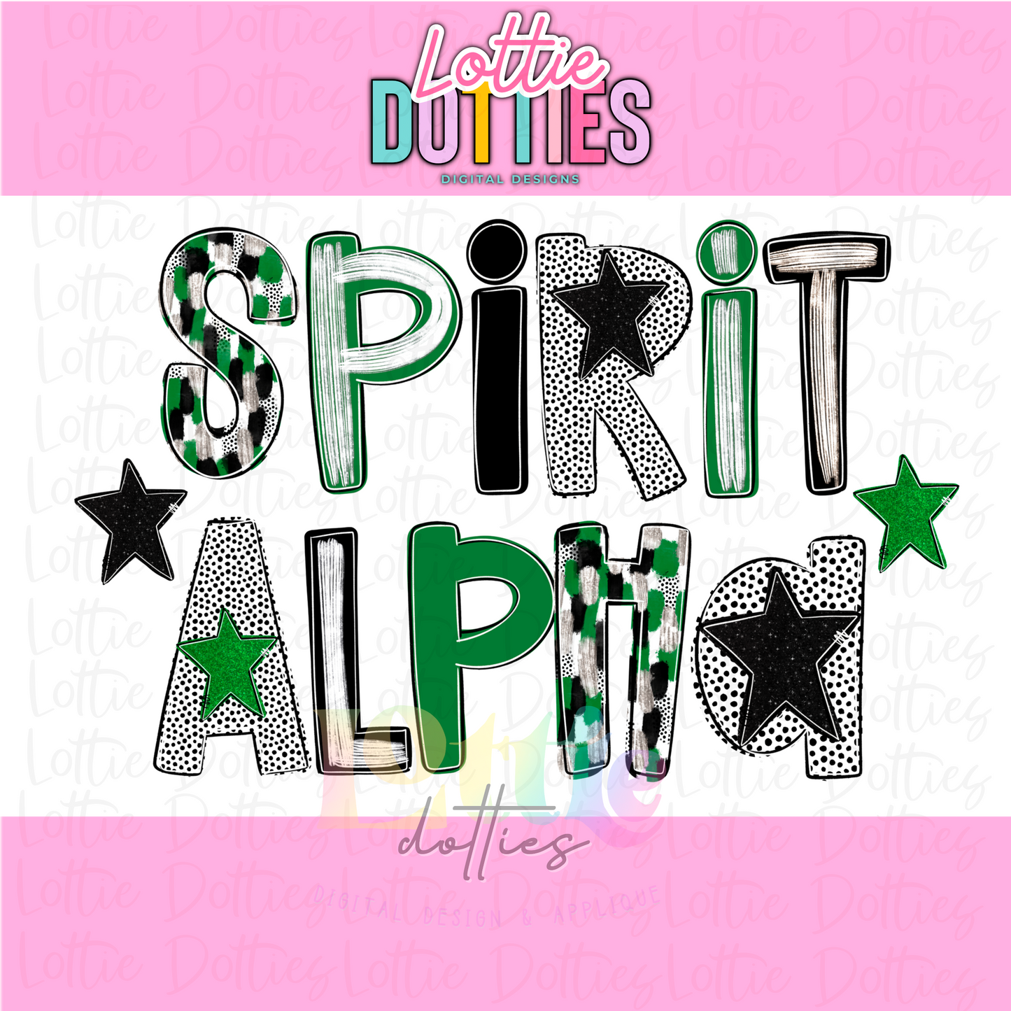 Green Black & White Poppy Foil Alpha - Spirit Alpha - Alphabet - Alpha Pack - Alphabet Clipart - Instant Download - Poppy Alpha