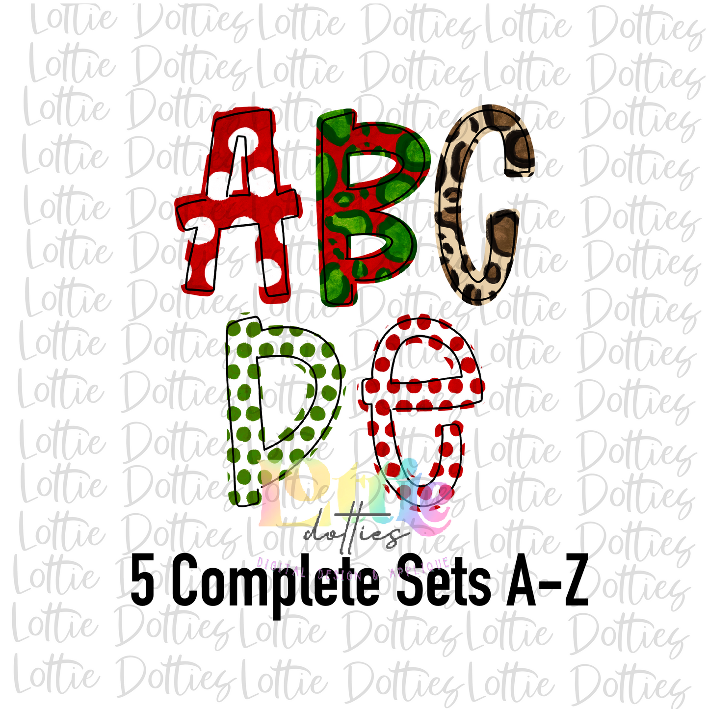 Christmas Dots Alpha - Alphabet Clipart - Instant Download -