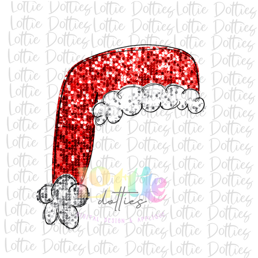 Red Sequin Santa Hat PNG - Digital Download