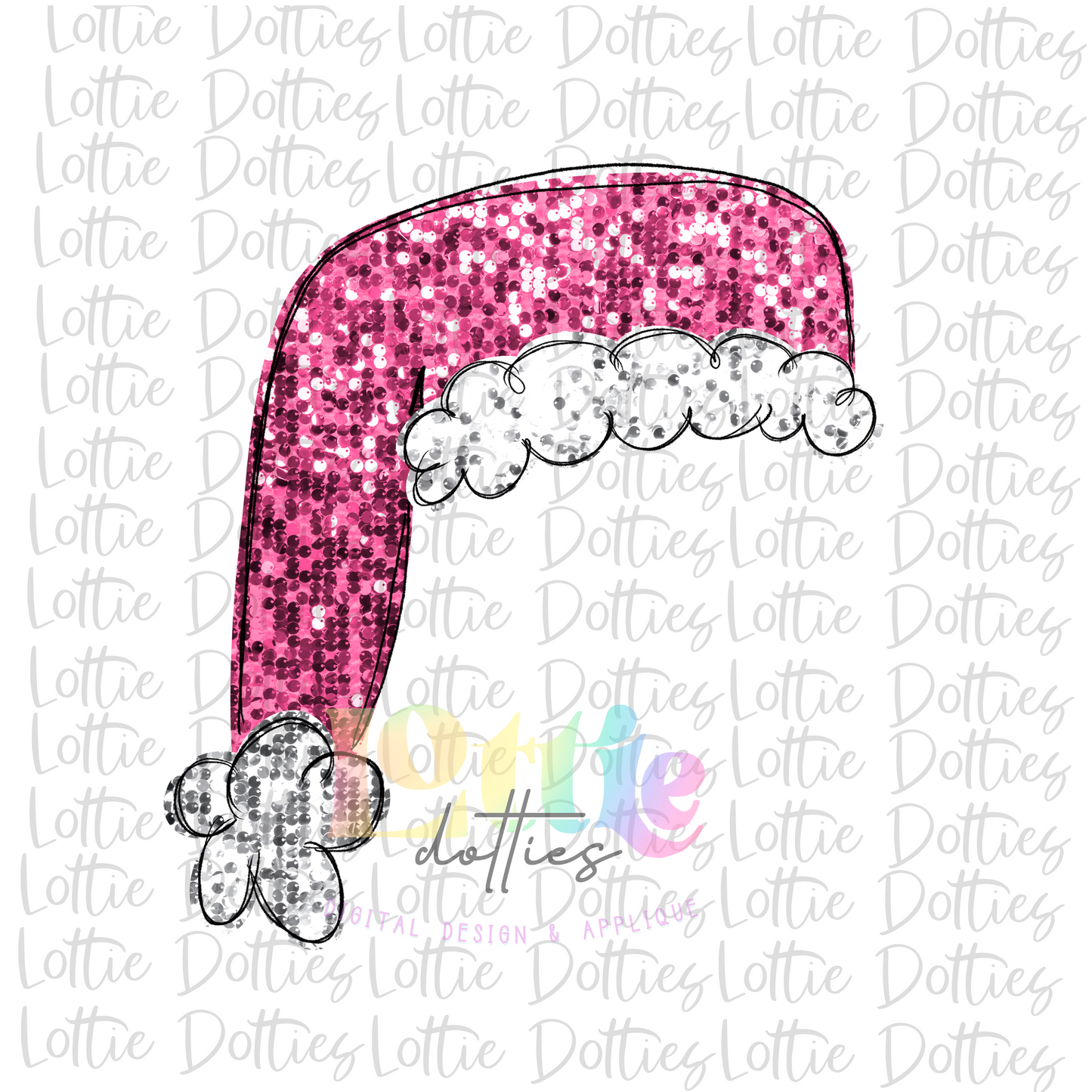 Pink Sequin Santa Hat PNG - Digital Download