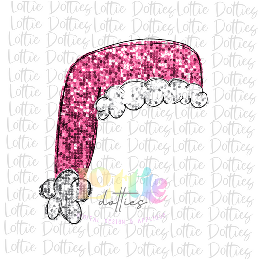 Pink Sequin Santa Hat PNG - Digital Download