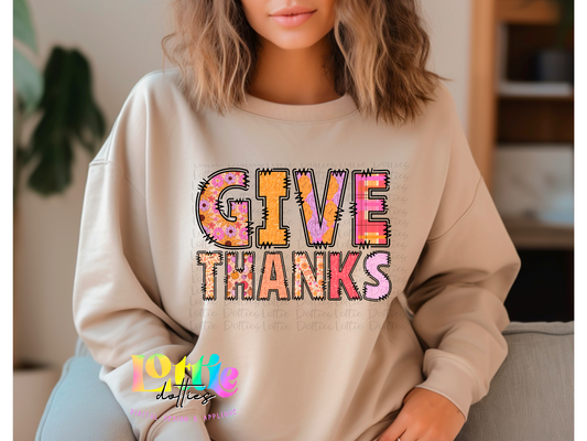 Give Thanks - Thanksgiving Sublimation Design- Digital Download