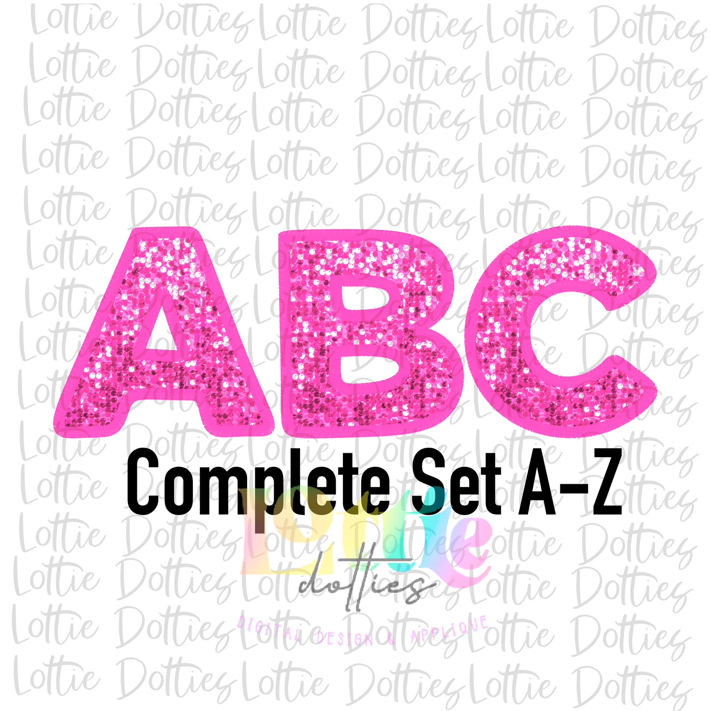 Pink rhinestone sequin Faux Appliqué Alpha- Alphabet Clipart - Instant Download  - Alpha Pack