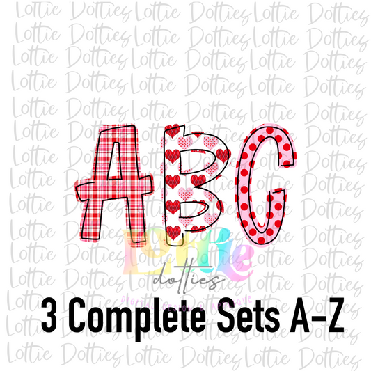 Valentine Hearts Alpha- Alphabet Clipart - Instant Download  - Alpha Pack