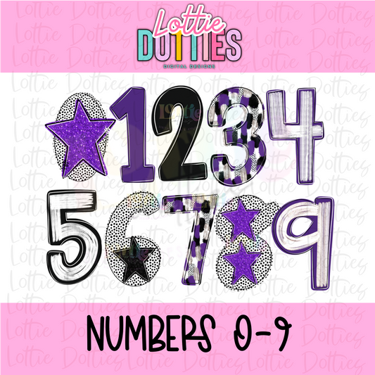 Poppy Numbers Alpha Png - Paint Splash Alpha Pack - Digital Download - purple and black