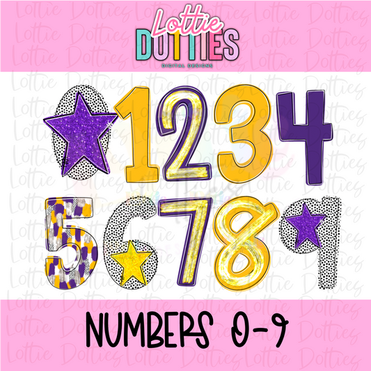 Poppy Numbers Alpha Png - Paint Splash Alpha Pack - Digital Download - purple and gold