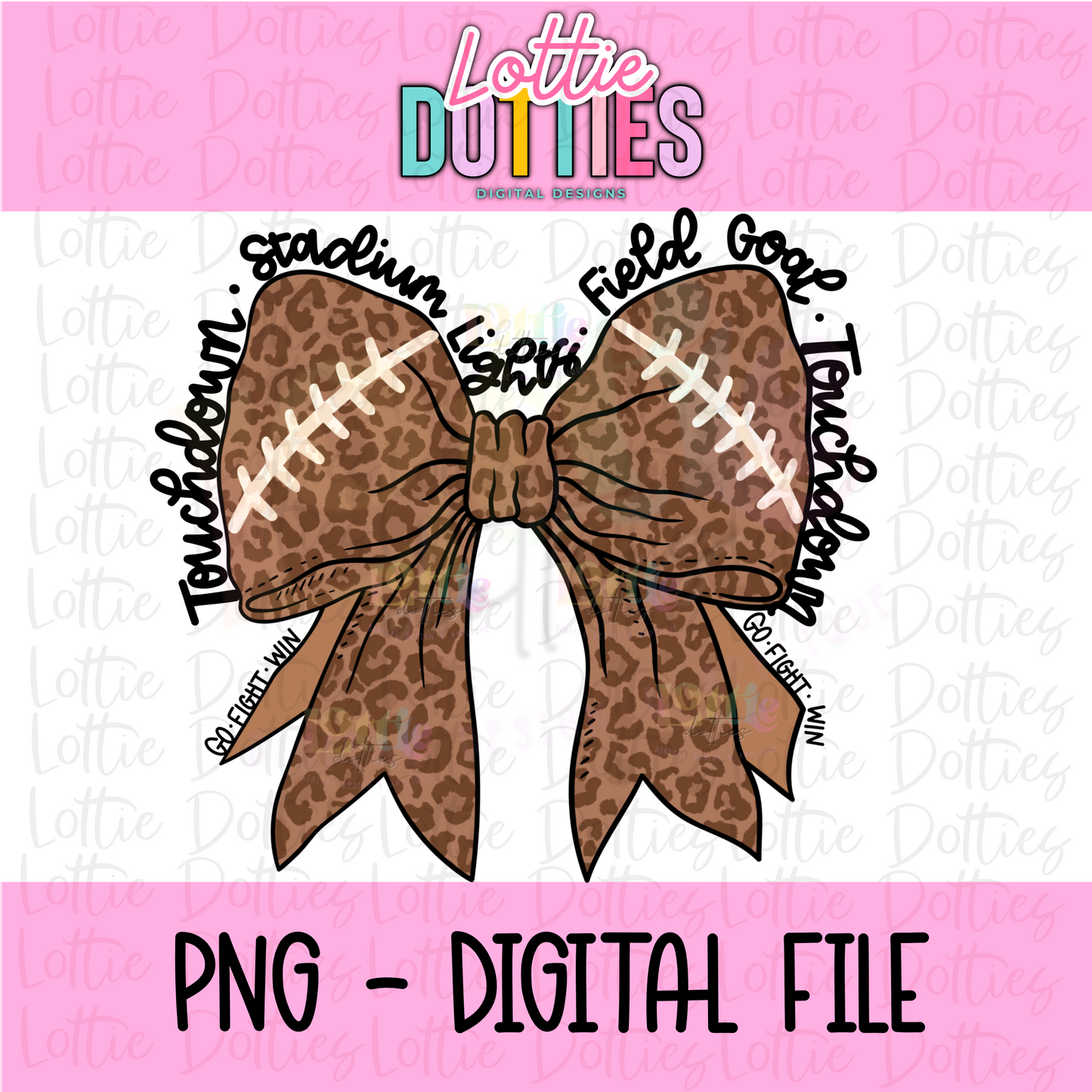 Football Bow - Touchdown Football Bow PNG - Bow Design Sublimation - Digital Download