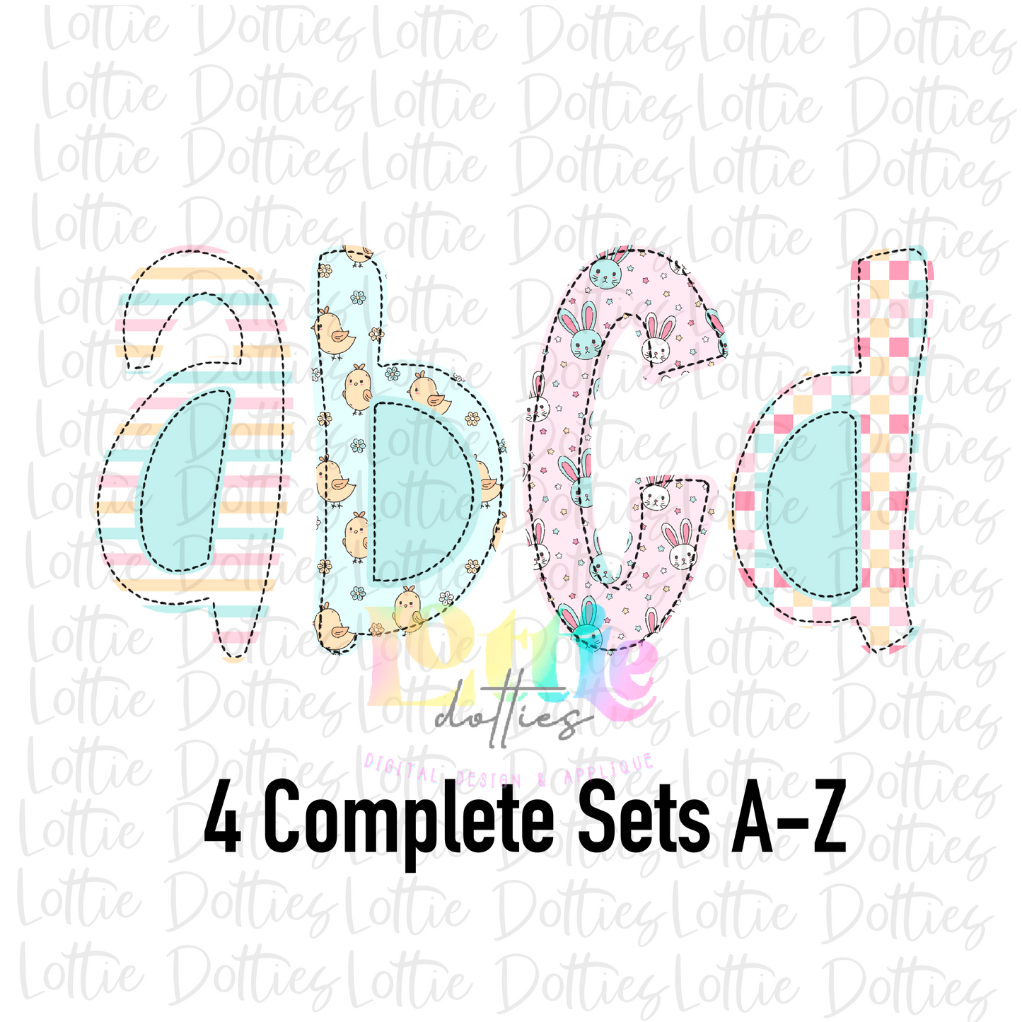 Chicks and Bunnies Faux Appliqué Alpha Pack - Alphabet Clipart - Instant Download  - Alpha Pack