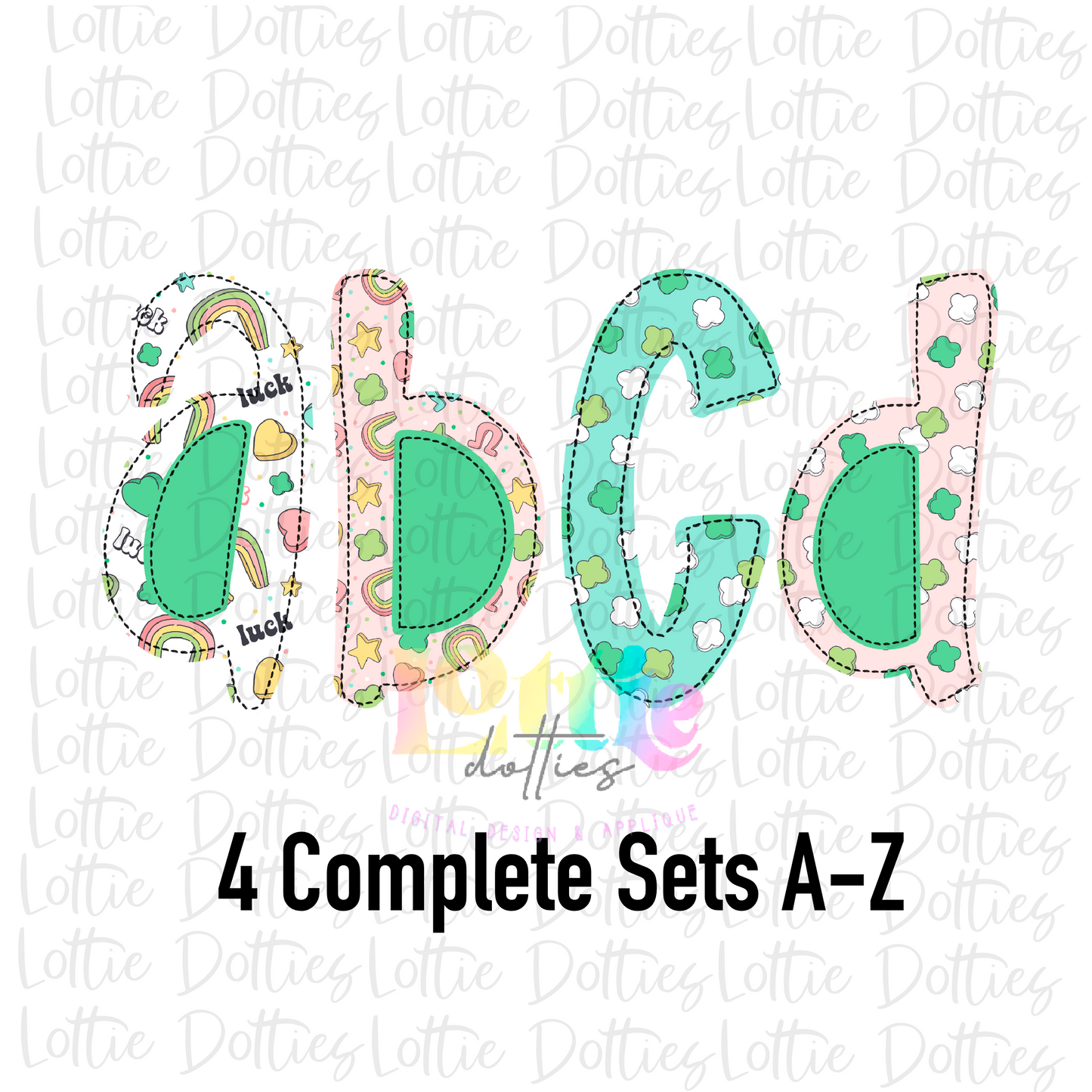 Lucky Faux Appliqué Alpha Pack - Alphabet Clipart - Instant Download  - Alpha Pack