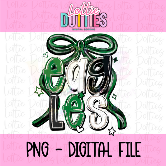 Eagles PNG - Eagles bow design - Digital Download - coquette design - Green and Black Eagles