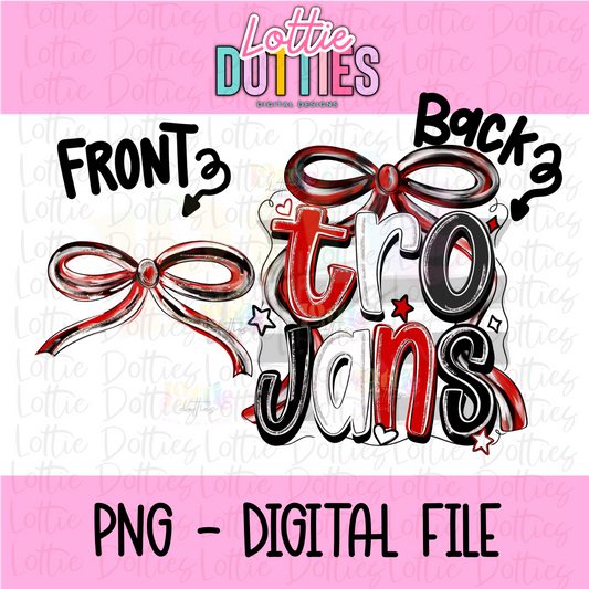 Trojans PNG - Trojans bow design - Digital Download - Red and Black