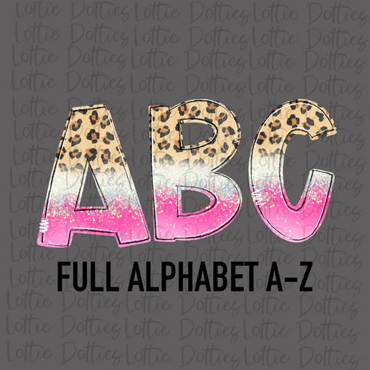 Pink Leopard ombre Alphabet - Alpha Pack - Alphabet Clipart - Instant Download