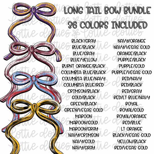 School Spirit Bow Bundle PNG - Team Bows  - Digital Download - Long Tail Bows