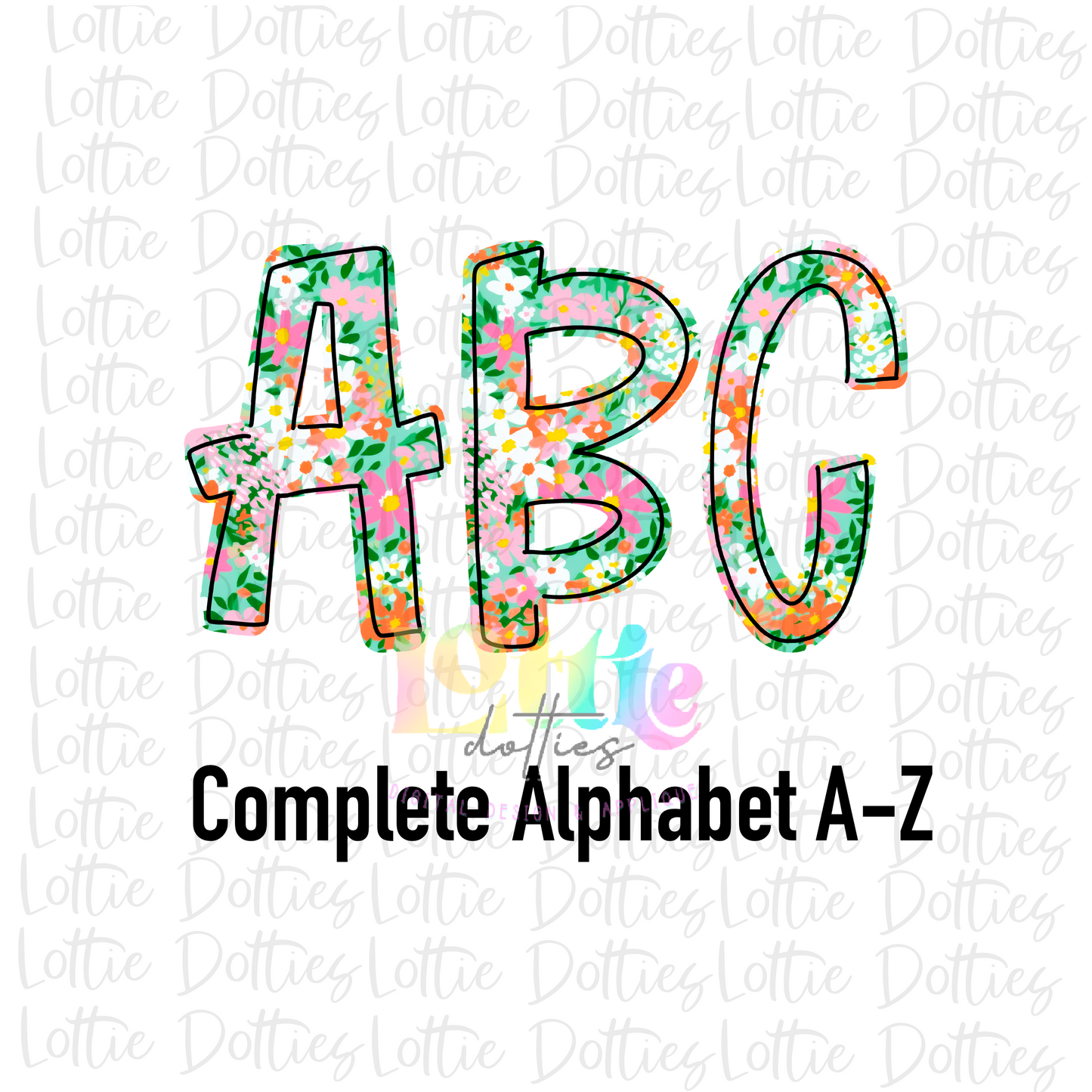 Orange and Pink Floral Alphabet - Orange and Pink Floral Alpha Pack - Alphabet Clipart - Instant Download - Alpha Pack